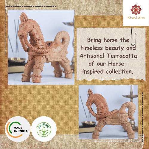 Khavi Arts Artisanal Clay Horse for Home Decor | Made by Rural Artisans of India | 100% Handmade and Biodegrable