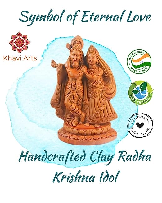 Khavi Arts Handmade Terracotta Radha Krishna| Ideal for Home Decor| Eco Friendly| Premium Gifting Option| Show Piece