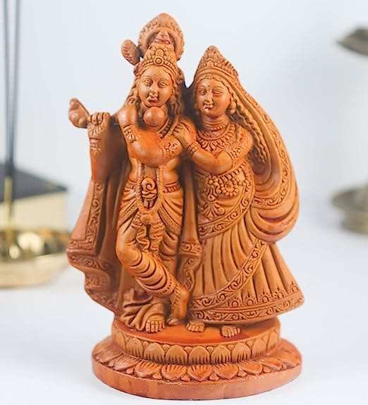 Khavi Arts Handmade Terracotta Radha Krishna| Ideal for Home Decor| Eco Friendly| Premium Gifting Option| Show Piece