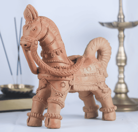 Khavi Arts Artisanal Clay Horse for Home Decor | Made by Rural Artisans of India | 100% Handmade and Biodegrable