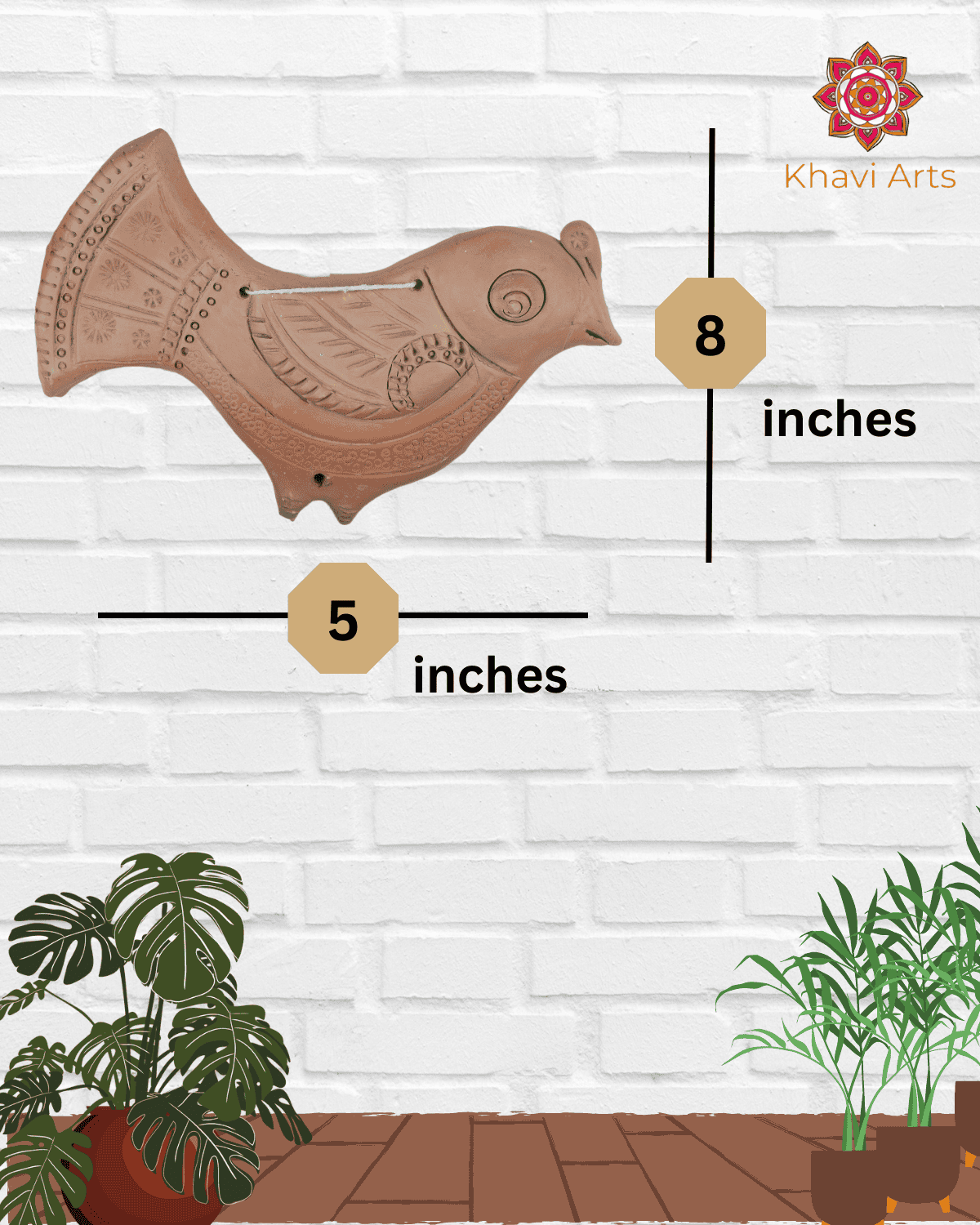 Khavi Arts Premium Artisanal Terracotta Bird Wall Hanging | Ideal for Home Decor | Made by Rural Artisans | Eco Friendly | Perfect for Balcony and Gifting