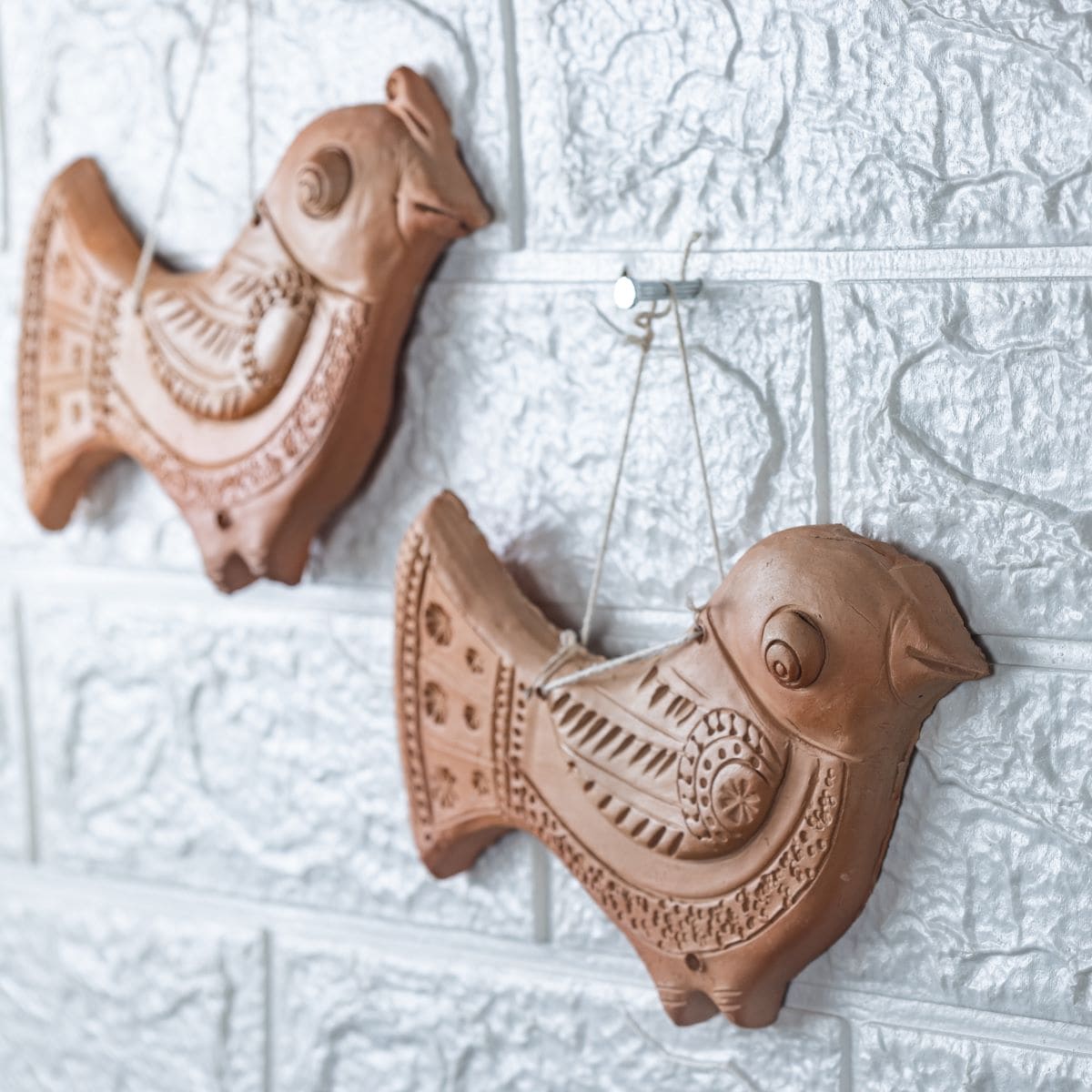 Khavi Arts Premium Artisanal Terracotta Bird Wall Hanging | Ideal for Home Decor | Made by Rural Artisans | Eco Friendly | Perfect for Balcony and Gifting