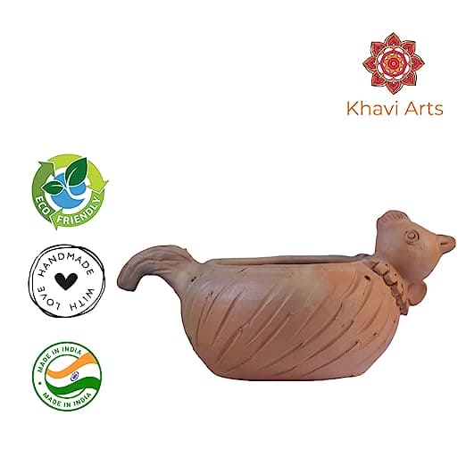 Khavi Arts Premiun Artisanal Handmade Terracotta Clay Chicken Shaped Pot/ Planter for Indoor Plants | Ideal for Home Decor or Showpiece or Key Holder| Eco Friendly | Made by Rural Artisans | Perfect for Balcony and Gifting