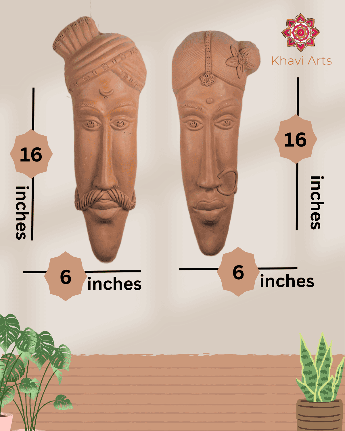 Khavi Arts Premium Artisanal Terracotta Boy and Girl Wall Hanging | Ideal for Home Decor | Made by Rural Artisans | Eco Friendly | Perfect for Balcony and Gifting