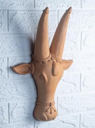 Khavi Arts Premium Artisanal Terracotta Bull/Cow Head Wall Hanging | Ideal for Home Decor | Made by Rural Artisans | Eco Friendly | Perfect for Balcony and Gifting