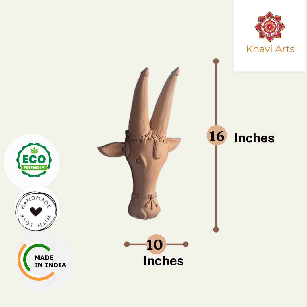 Khavi Arts Premium Artisanal Terracotta Bull/Cow Head Wall Hanging | Ideal for Home Decor | Made by Rural Artisans | Eco Friendly | Perfect for Balcony and Gifting