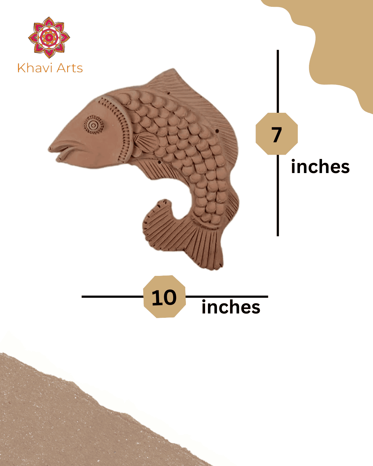 Khavi Arts Premium Artisanal Terracotta Fish Wall Hanging | Ideal for Home Decor | Made by Rural Artisans | Eco Friendly | Perfect for Balcony and Gifting