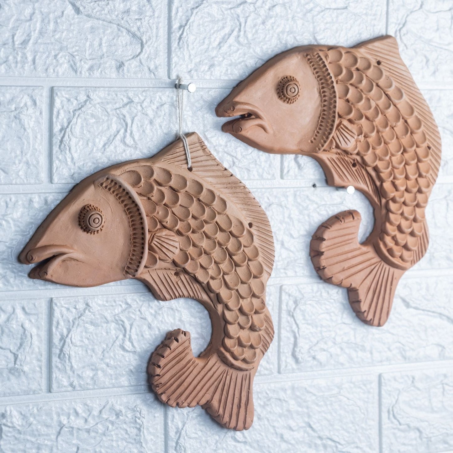 Khavi Arts Premium Artisanal Terracotta Fish Wall Hanging | Ideal for Home Decor | Made by Rural Artisans | Eco Friendly | Perfect for Balcony and Gifting