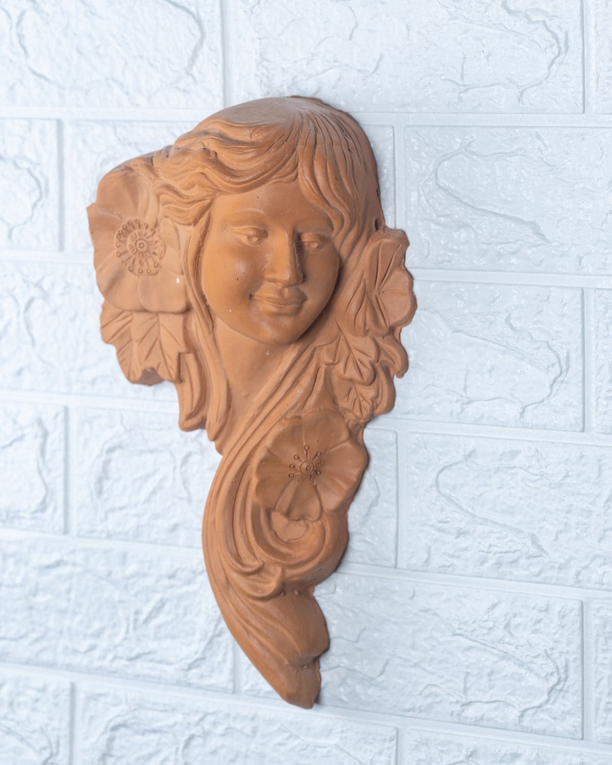 Khavi Arts Premium Artisanal Terracotta Flower Lady Wall Hanging | Ideal for Home Decor | Made by Rural Artisans | Eco Friendly | Perfect for Balcony and Gifting