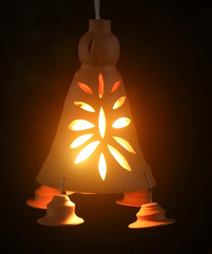 Khavi Arts Handmade Terracotta Clay Hanging Light Lamp| Bulb Not Included Handmade Pottery