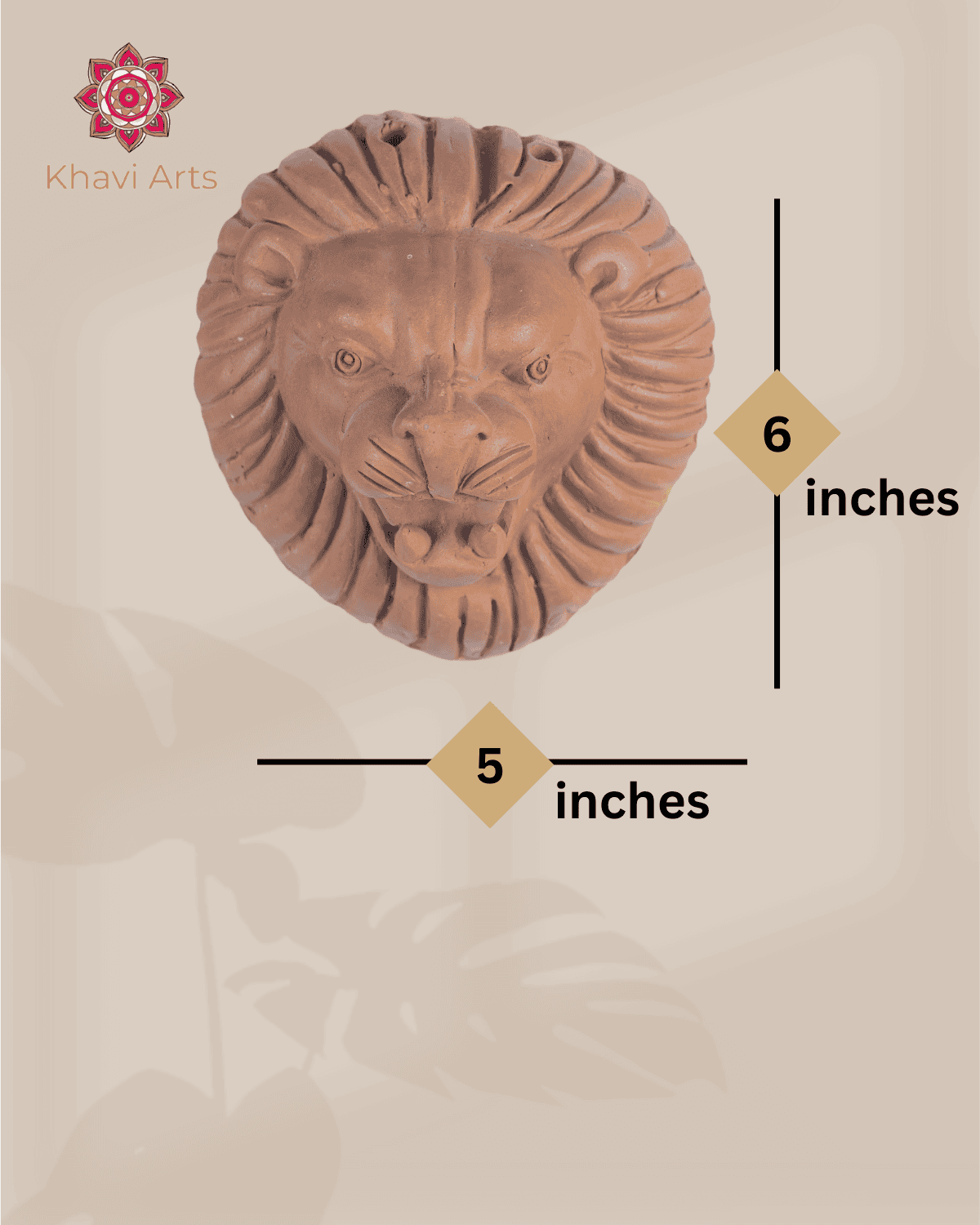 Khavi Arts Premium Artisanal Terracotta Lion Wall Hanging | Ideal for Home Decor | Made by Rural Artisans | Eco Friendly | Perfect for Balcony and Gifting