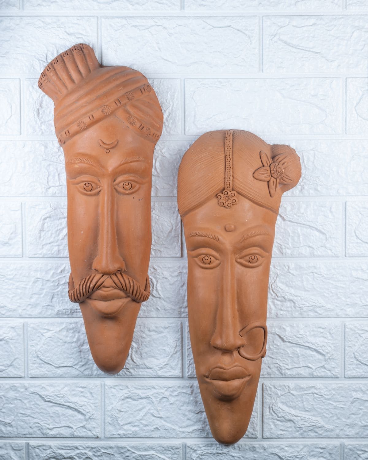 Khavi Arts Premium Artisanal Terracotta Boy and Girl Wall Hanging | Ideal for Home Decor | Made by Rural Artisans | Eco Friendly | Perfect for Balcony and Gifting