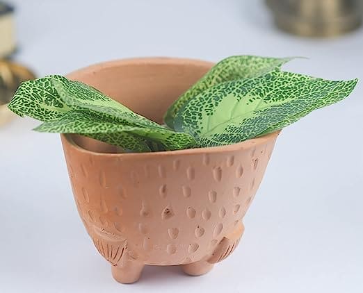 Khavi Arts Handmade Terracotta Mini Clay Pot/ Planter for Indoor Plants | Ideal for Home Decor or Showpiece or Key Holder | Handmade Pottery