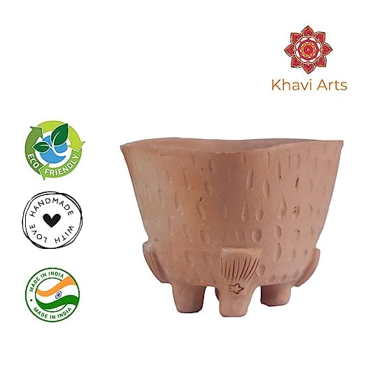 Khavi Arts Handmade Terracotta Mini Clay Pot/ Planter for Indoor Plants | Ideal for Home Decor or Showpiece or Key Holder | Handmade Pottery