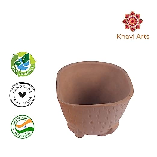 Khavi Arts Handmade Terracotta Mini Clay Pot/ Planter for Indoor Plants | Ideal for Home Decor or Showpiece or Key Holder | Handmade Pottery