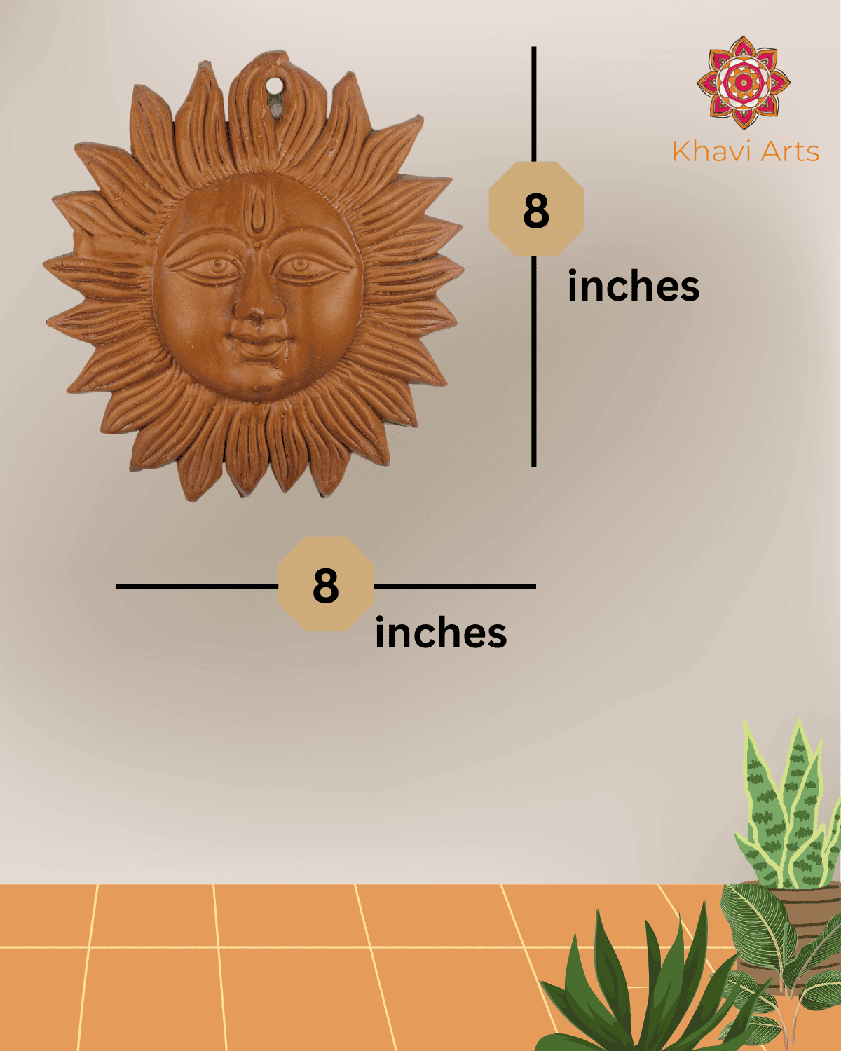 Khavi Arts Premium Artisanal Terracotta Sun Wall Hanging | Ideal for Home Decor | Made by Rural Artisans | Eco Friendly | Perfect for Balcony and Gifting