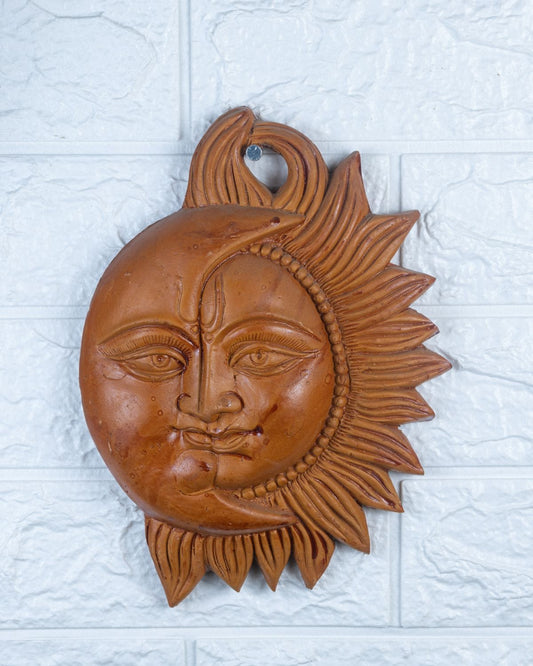 Khavi Arts Premium Artisanal Terracotta Sun Moon Wall Hanging | Ideal for Home Decor | Made by Rural Artisans | Eco Friendly | Perfect for Balcony and Gifting