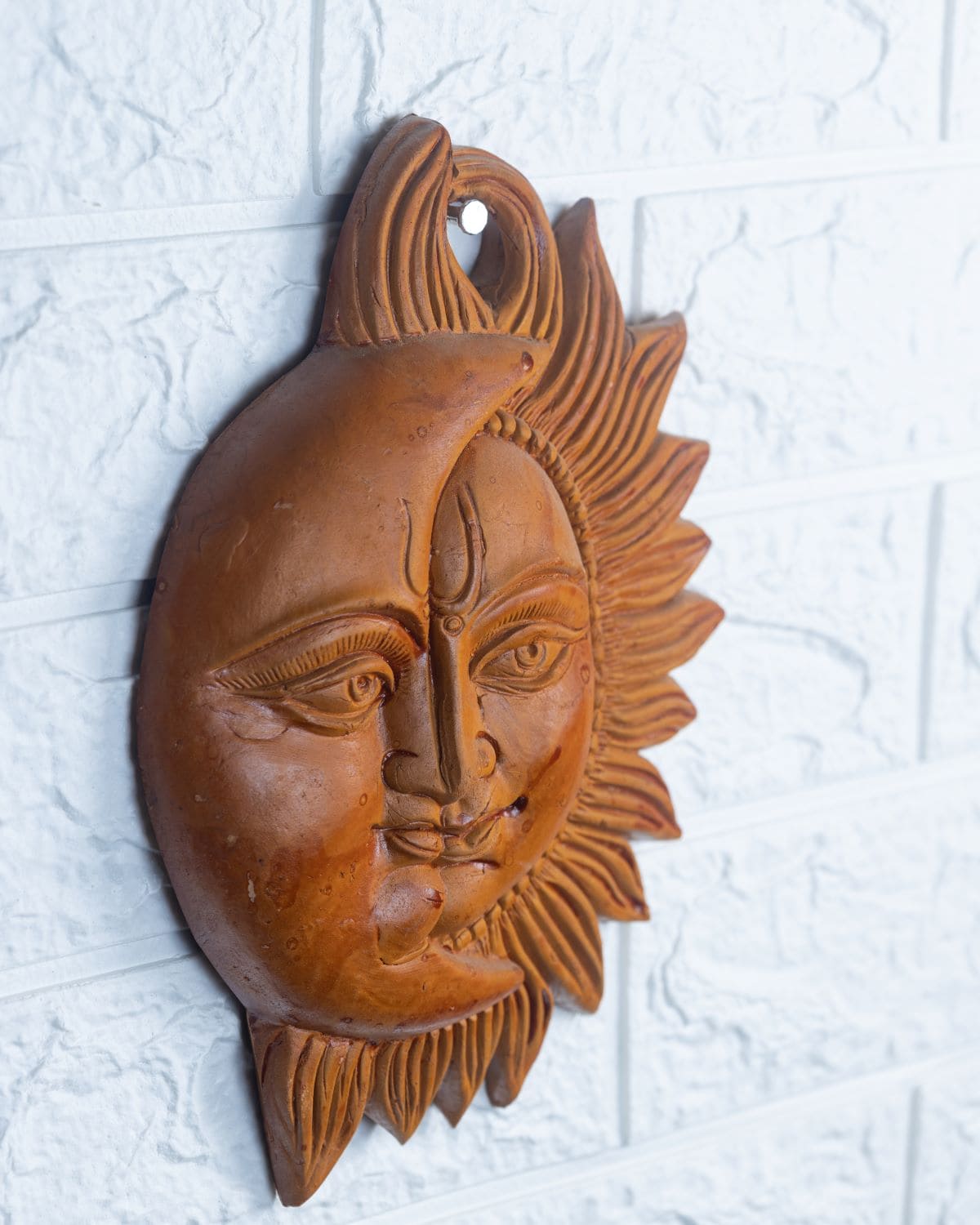 Khavi Arts Premium Artisanal Terracotta Sun Moon Wall Hanging | Ideal for Home Decor | Made by Rural Artisans | Eco Friendly | Perfect for Balcony and Gifting