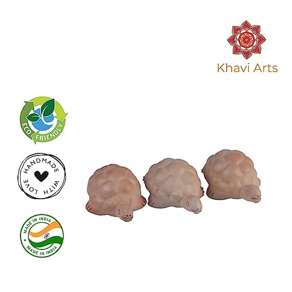 Khavi Arts Handmade Terracotta Clay Vaastu Tortoise/ Set of 3 | Ideal for Home Decor or Showpiece | Eco Friendly