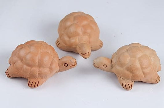 Khavi Arts Handmade Terracotta Clay Vaastu Tortoise/ Set of 3 | Ideal for Home Decor or Showpiece | Eco Friendly