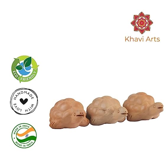 Khavi Arts Handmade Terracotta Clay Vaastu Tortoise/ Set of 3 | Ideal for Home Decor or Showpiece | Eco Friendly