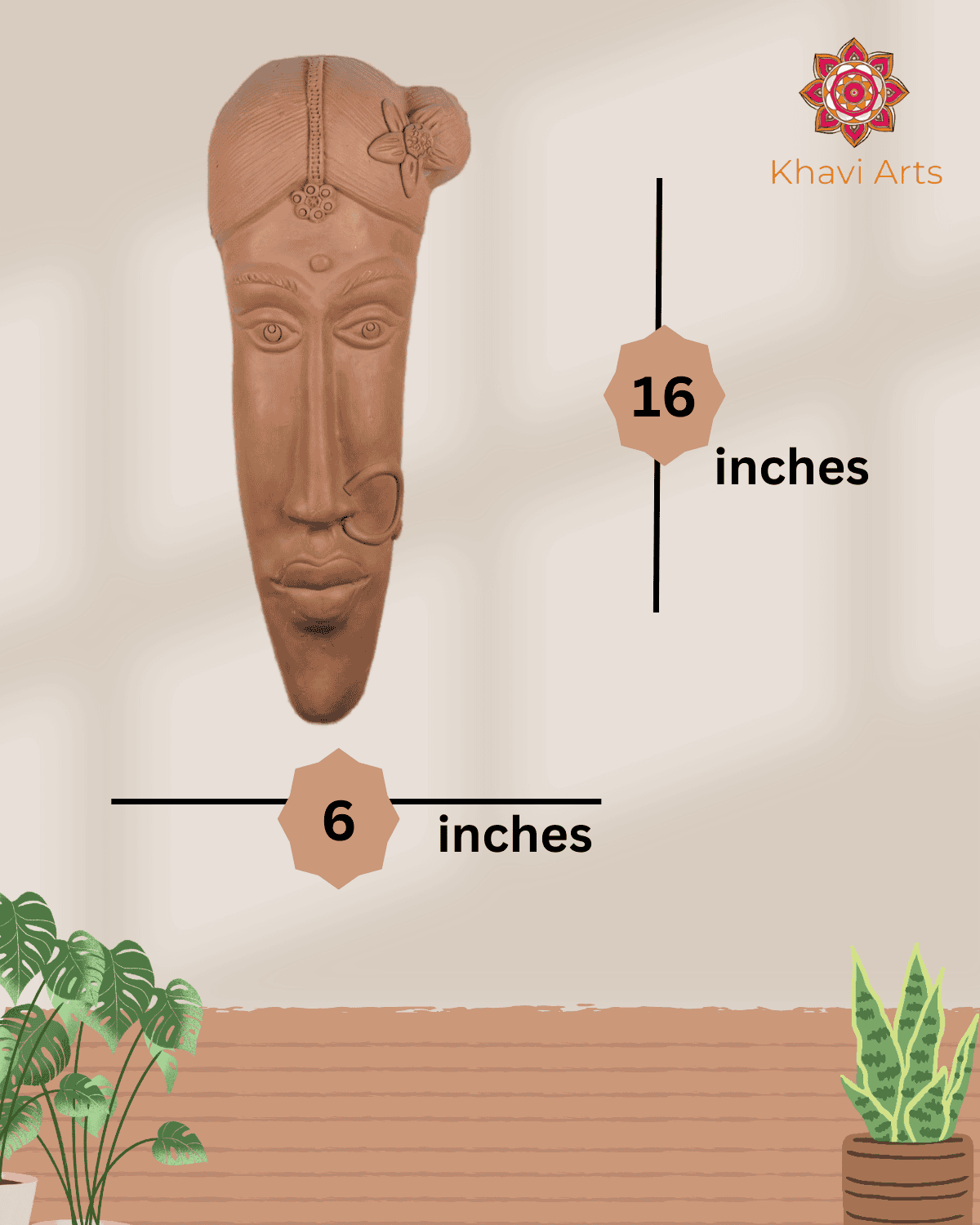 Khavi Arts Premium Artisanal Terracotta Girl Wall Hanging | Ideal for Home Decor | Made by Rural Artisans | Eco Friendly | Perfect for Balcony and Gifting