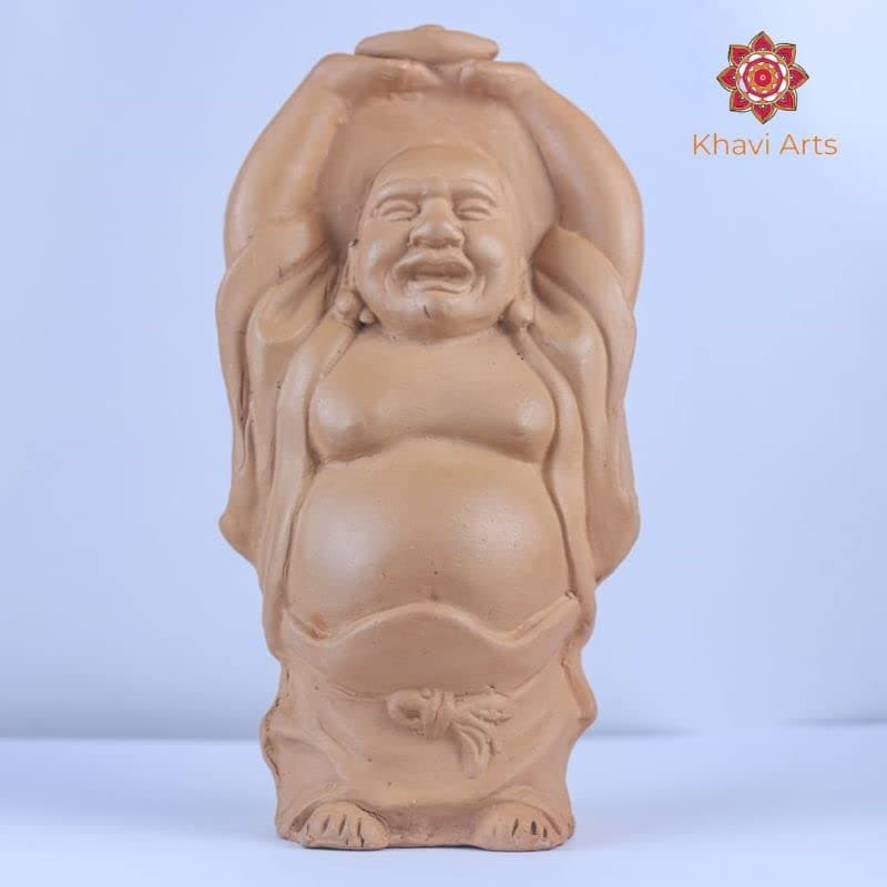 Khavi Arts Handmade Terracotta Clay Vaastu Laughing Buddha | Ideal for Home Decor | Brings Wealth and Happiness