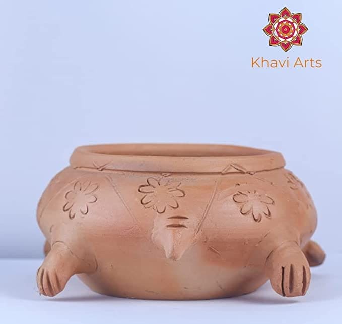 Khavi Arts Handmade Terracotta Clay Tortoise Shaped Pot/ Planter for Indoor Plants| Vastu Tortoise for Home Decor or Showpiece or Key Holder| Handmade Pottery