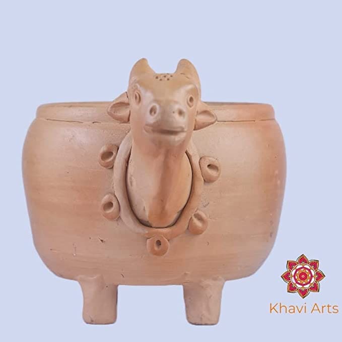 Khavi Arts Handmade Terracotta Clay Cow Shaped Pot/ Planter | Ideal for Home Decor| Eco Friendly