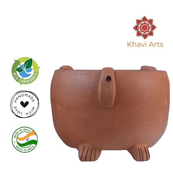 Khavi Arts Handmade Terracotta Clay Dog Shaped Pot/ Planter | Ideal for Home Decor| Eco Friendly