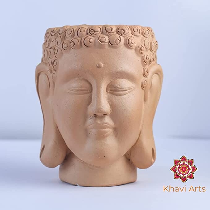 Khavi Arts Terracotta Clay Buddha Pot / Planter for Indoor Plants | Ideal for Home Decor or Showpiece or as Key Holder