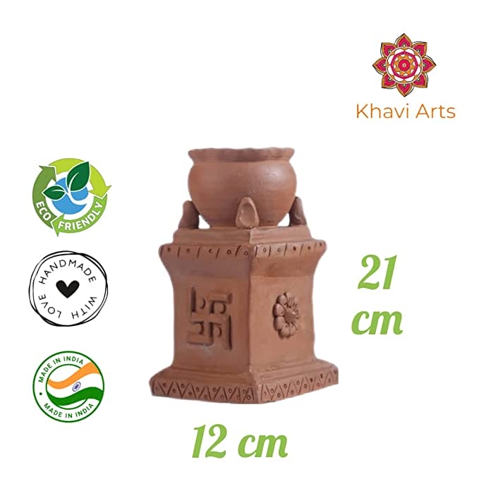 Khavi Arts Handmade Tulsi Pot | Brings Positivity and Peace l Eco Friendly l Ideal for Balcony l No Plant Included