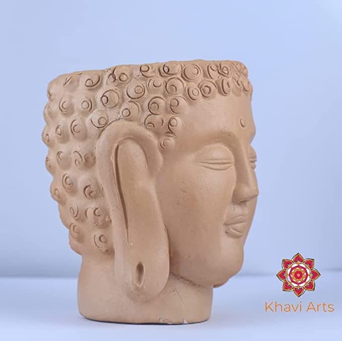 Khavi Arts Terracotta Clay Buddha Pot / Planter for Indoor Plants | Ideal for Home Decor or Showpiece or as Key Holder