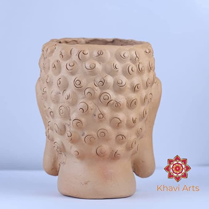 Khavi Arts Terracotta Clay Buddha Pot / Planter for Indoor Plants | Ideal for Home Decor or Showpiece or as Key Holder