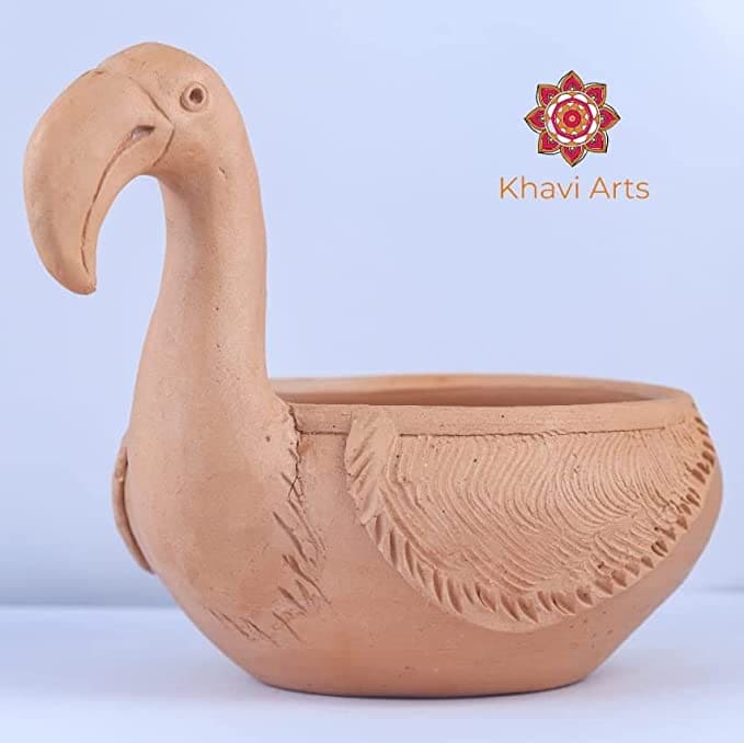 Khavi Arts Handmade Terracotta Clay Duck Shaped Pot/ Planter | Ideal for Home Decor| Eco Friendly