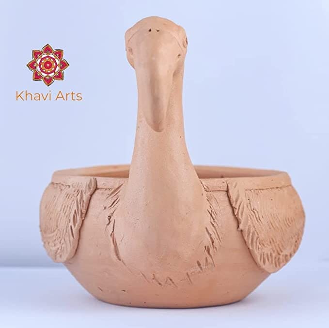 Khavi Arts Handmade Terracotta Clay Duck Shaped Pot/ Planter | Ideal for Home Decor| Eco Friendly