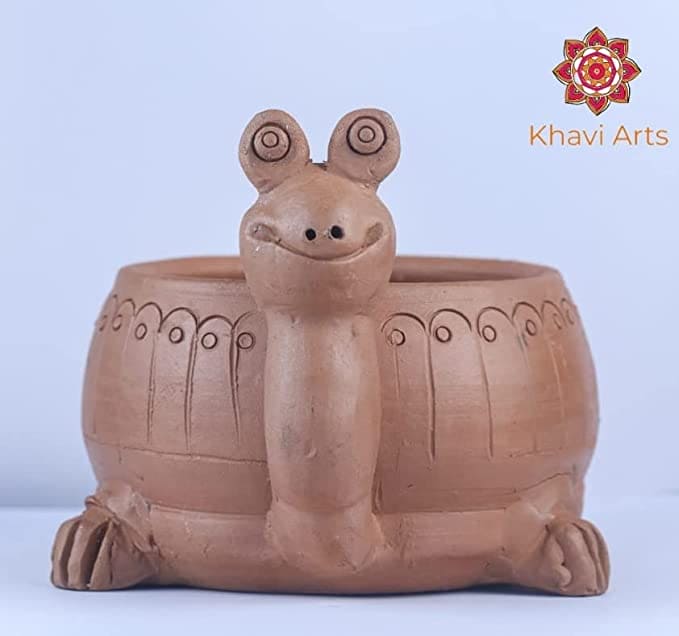 Khavi Arts Handmade Terracotta Clay Snail Shaped Pot/ Planter for Indoor Plants | Ideal for Home Decor or Showpiece or Key Holder| Eco Friendly