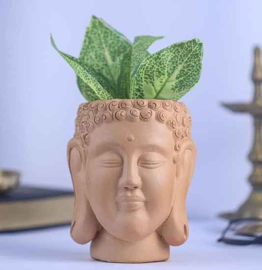 Khavi Arts Terracotta Clay Buddha Pot / Planter for Indoor Plants | Ideal for Home Decor or Showpiece or as Key Holder