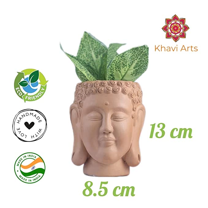 Khavi Arts Terracotta Clay Buddha Pot / Planter for Indoor Plants | Ideal for Home Decor or Showpiece or as Key Holder