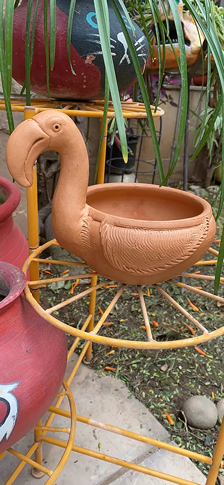 Khavi Arts Handmade Terracotta Clay Duck Shaped Pot/ Planter | Ideal for Home Decor| Eco Friendly